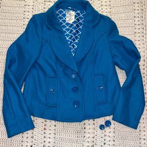 Tulle Blue Wool Blend Short Dressy Coat Size XS